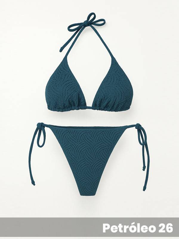 Malla Conjunto Triángulo Con Tanga Colaless Encaje