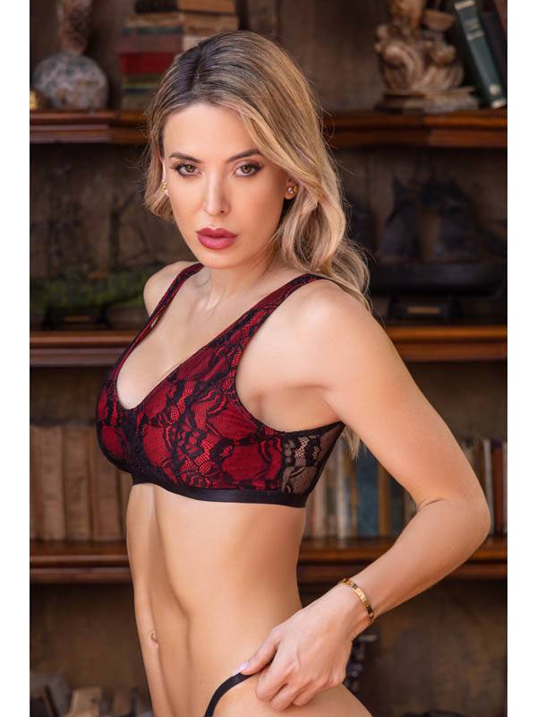 Top Con Gancho Microfibra Puntilla