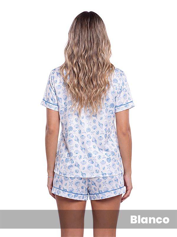Pijama Camisero Estampado Manga Corta y Short