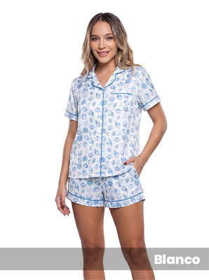 Pijama Camisero Estampado Manga Corta Y Short