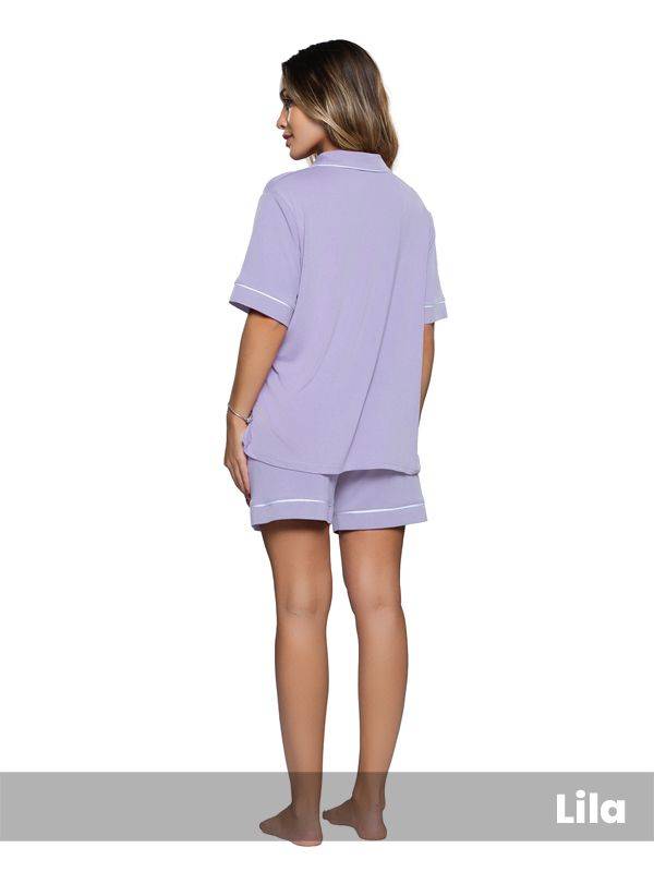 Pijama Camisero Liso Manga Corta y Short