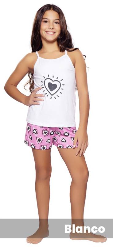 Pijama Teen Musculosa Y Short Corazón