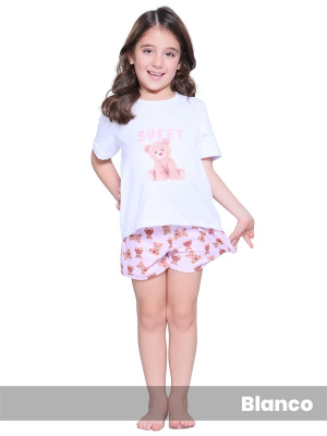 Pijama Niña Manga Corta Ositos