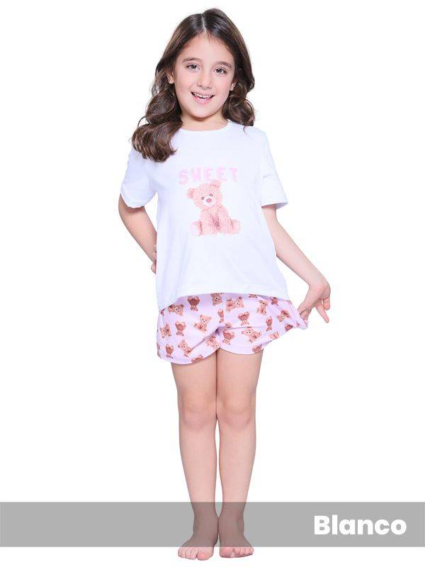 Pijama Niña Manga Corta Ositos