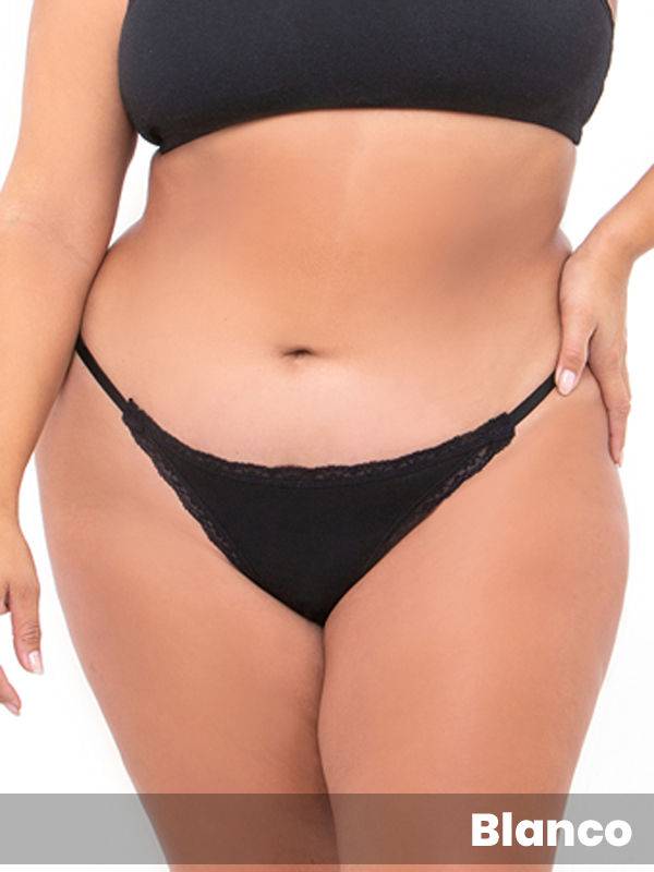 Tanga Colaless Algodón Con Elastano Con Puntilla