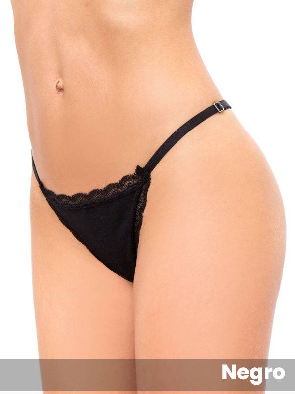 Tanga Colaless Algodón Con Elastano Con Puntilla