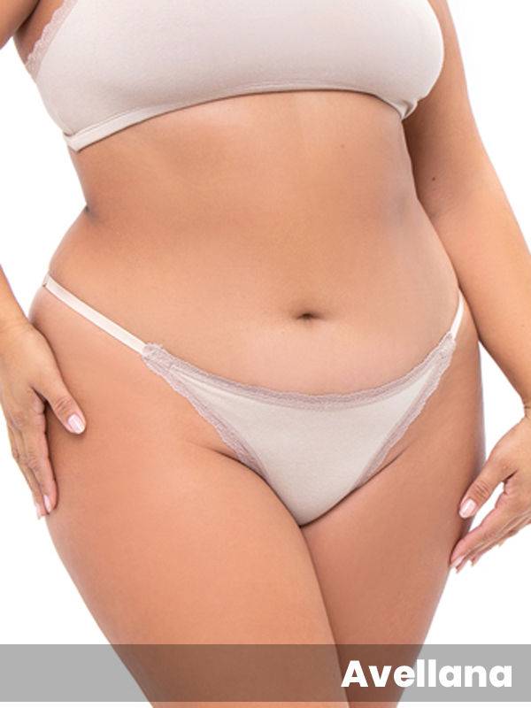 Tanga Colaless Algodón Con Elastano Con Puntilla