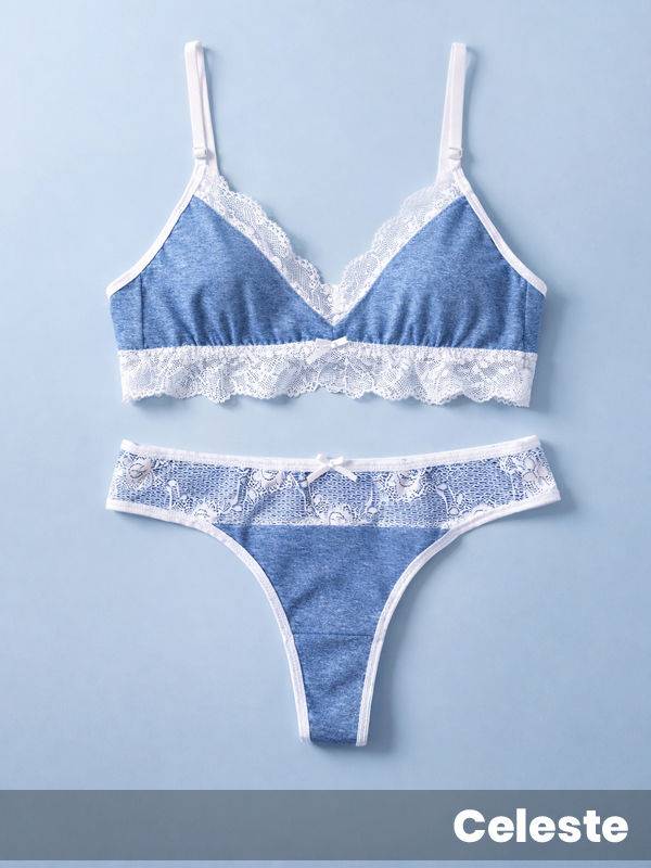 Bralette en al/lyc flamé y puntilla con colaless