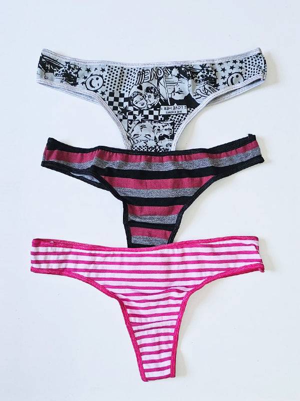 Pack x3 bombacha colaless en algodón y lycra estampado
