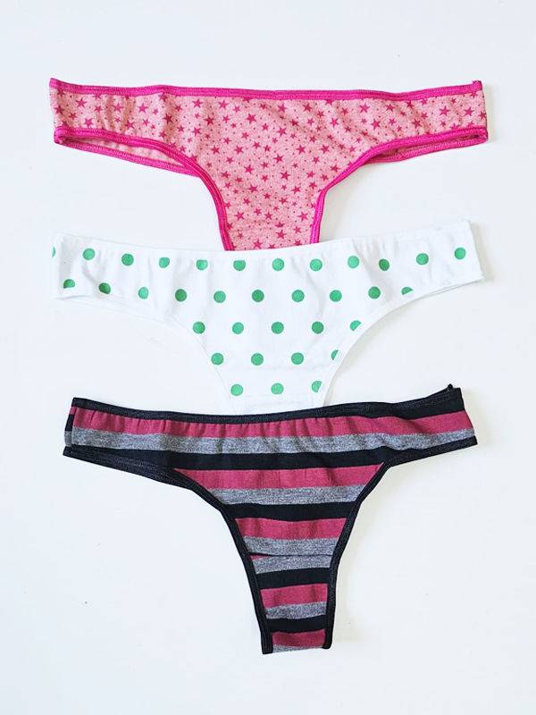 Pack x3 bombacha colaless en algodón y lycra estampado