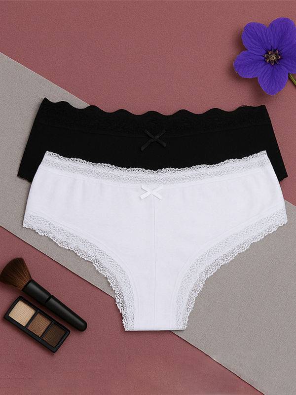 Pack por 2 minishort algodón y lycra y puntilla