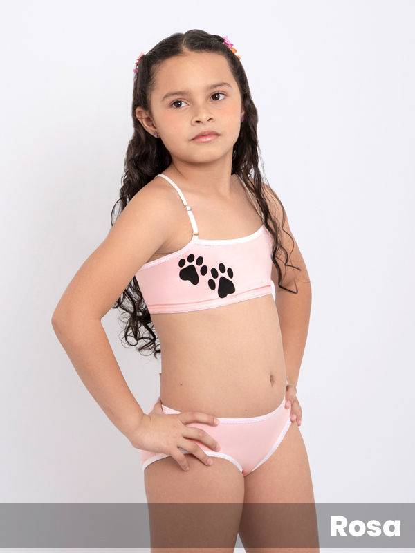 Conjunto Top en Alg/Lyc Estampado y culote con Orejas 3D.
