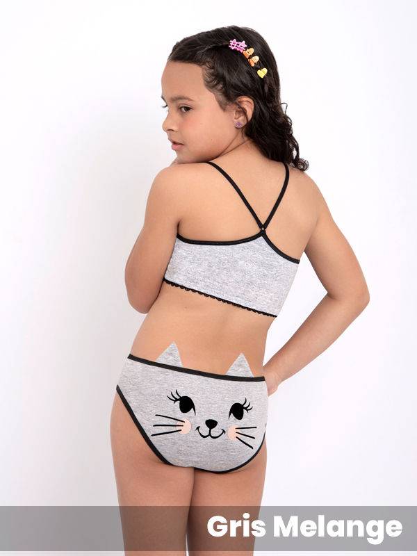 Conjunto Top en Alg/Lyc Estampado y culote con Orejas 3D.