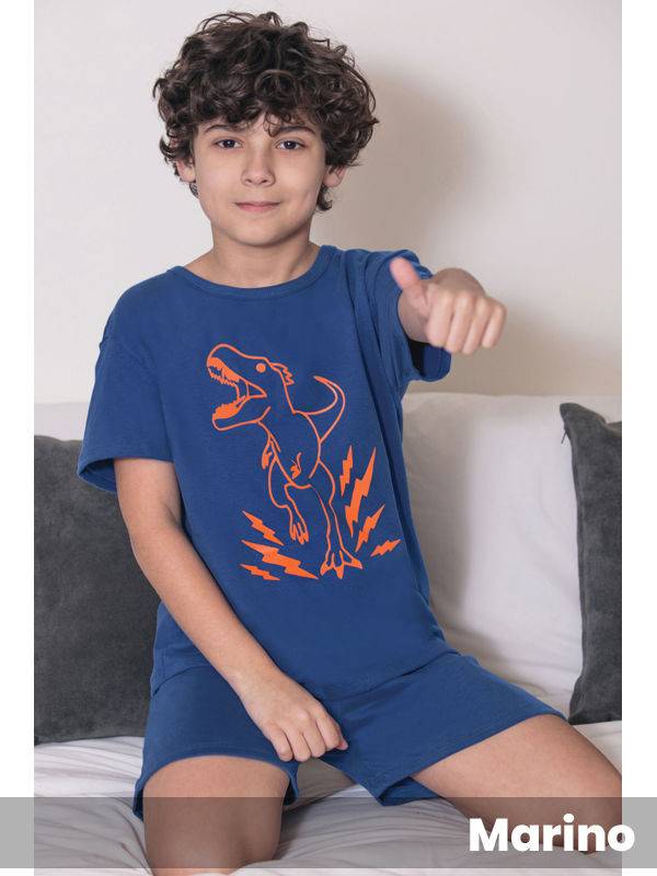 Pijama De Algodón 100 % Remera Con Estampa
