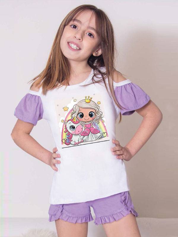 Pijama De Algodón 100 % Remera con Estampa