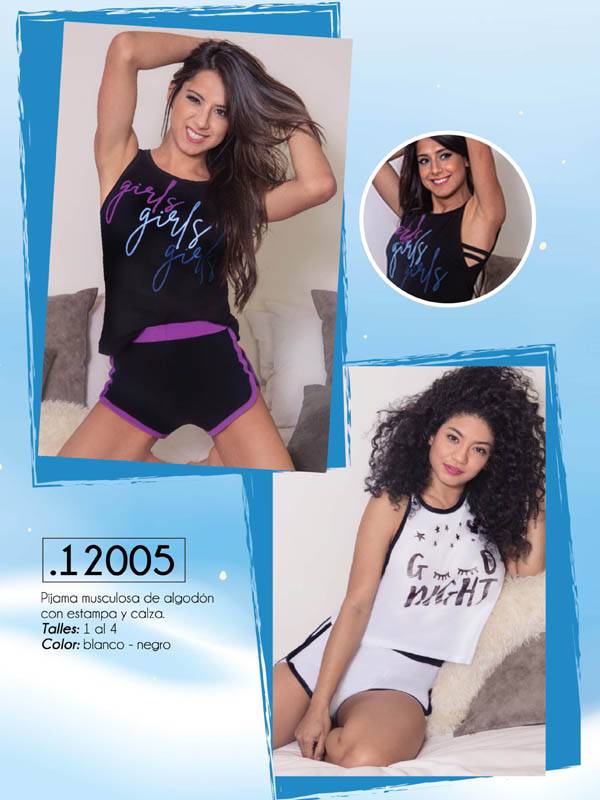 Pijama De Algodón 100 % Musculosa Con Estampa