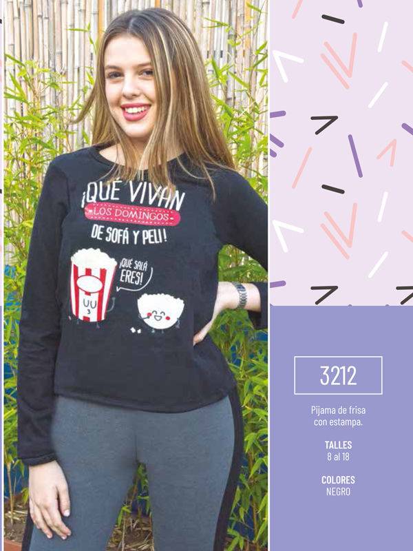 Pijama De Frisa Con Estampa, Remera Escote En V