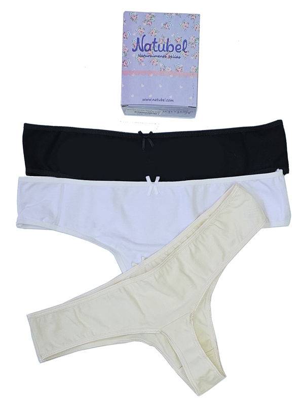 Pack x3 Culote Less en Algodón con Lycra Liso Clasico talle M
