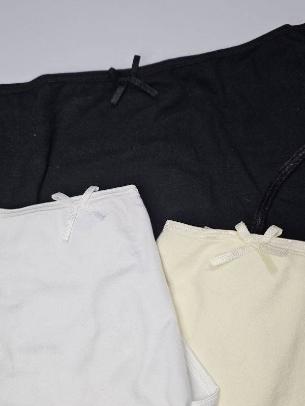 Pack x3 bombacha tiro Corto en Algodón con Lycra Lisa Clasica talle L