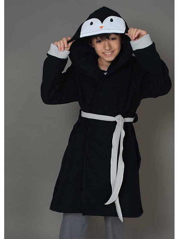 Bata De Polar Con Bolsillos Y Capucha Bordad Unisex