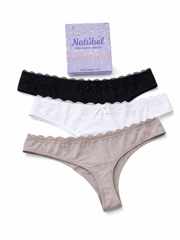 Pack x3 bombacha colaless en Algodón con Lycra y Puntilla talle XL