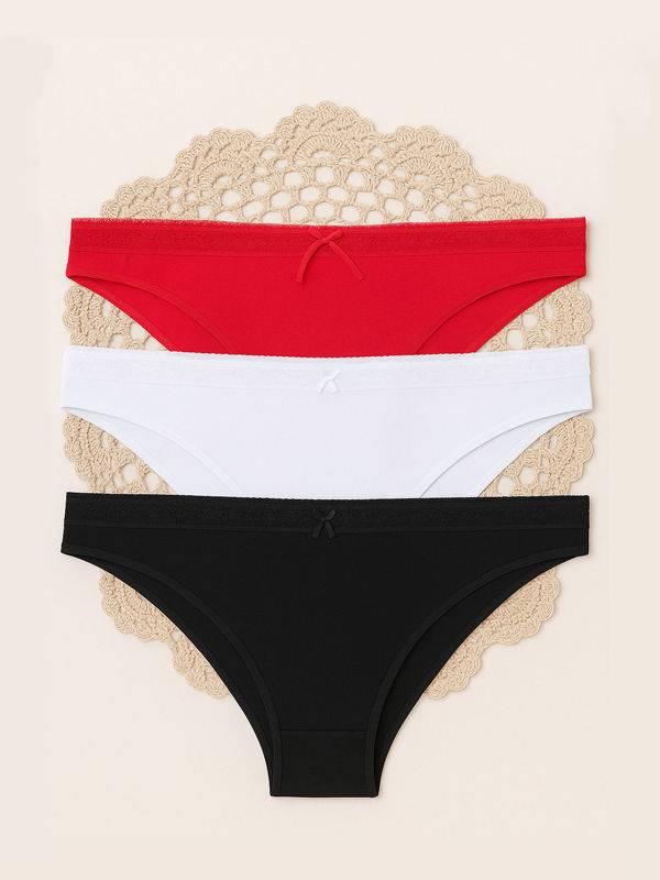 Pack x3 Vedetina en Algodón con Lycra con Puntilla talle XL