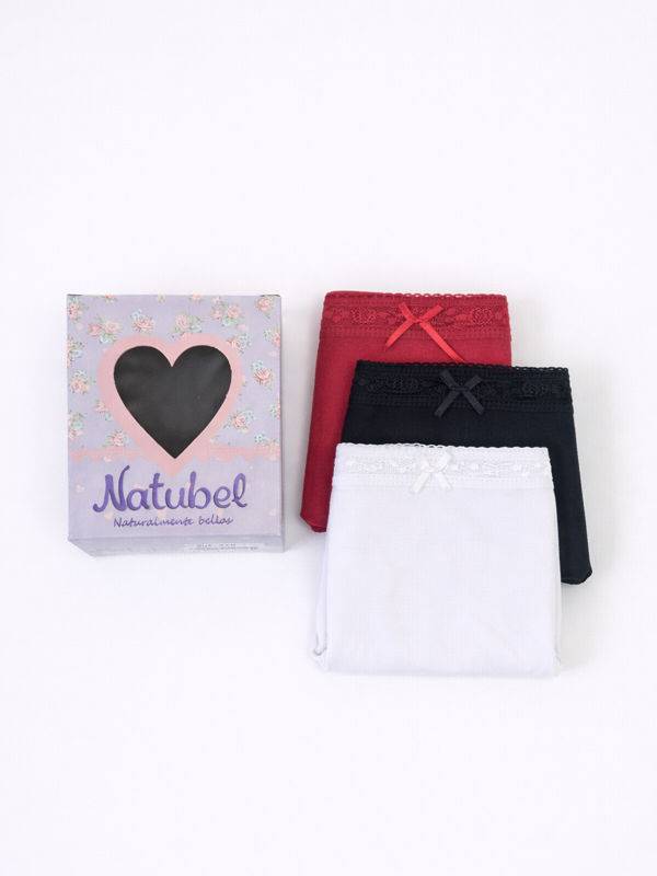 Pack x3 Vedetina en Algodón con Lycra con Puntilla talle XL