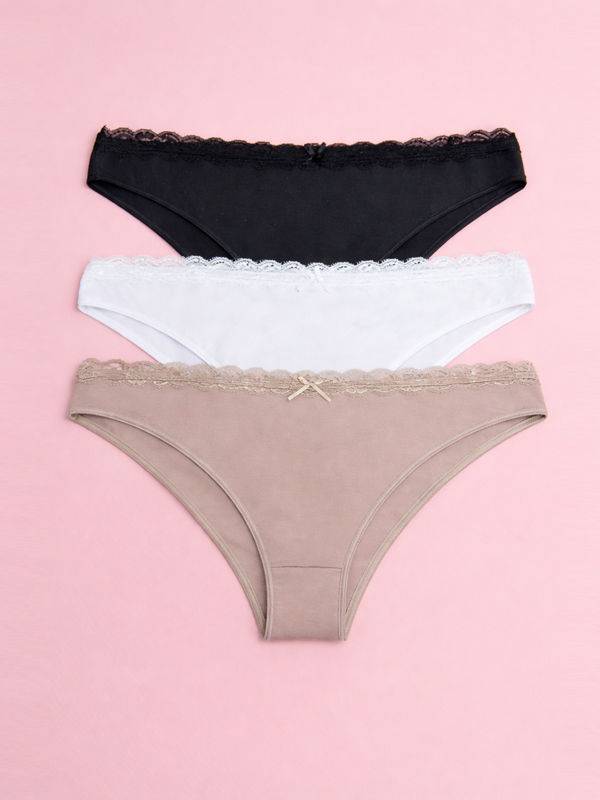 Pack X3 Vedetina En Algodón Con Lycra Con Puntilla Talle Xl
