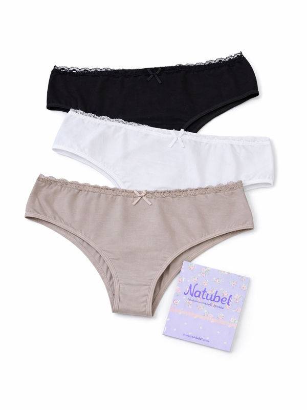 Pack x3 Culote en Algodón con Lycra y Puntilla talle L