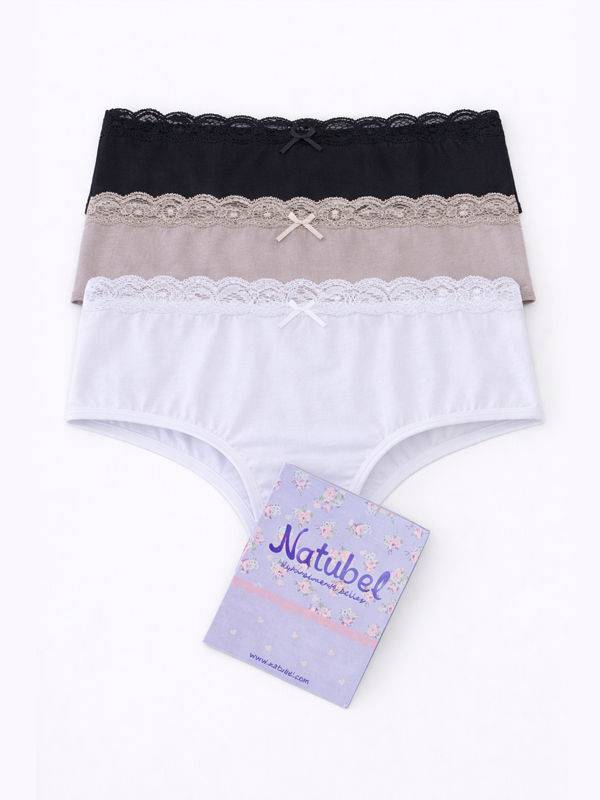 Pack X3 Culote Less En Algodón Con Lycra Con Puntilla Talle L