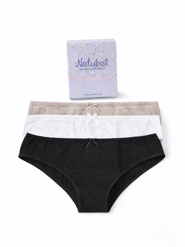 Pack x3 bombacha tiro Corto en Algodón con Lycra con Puntilla talle XL