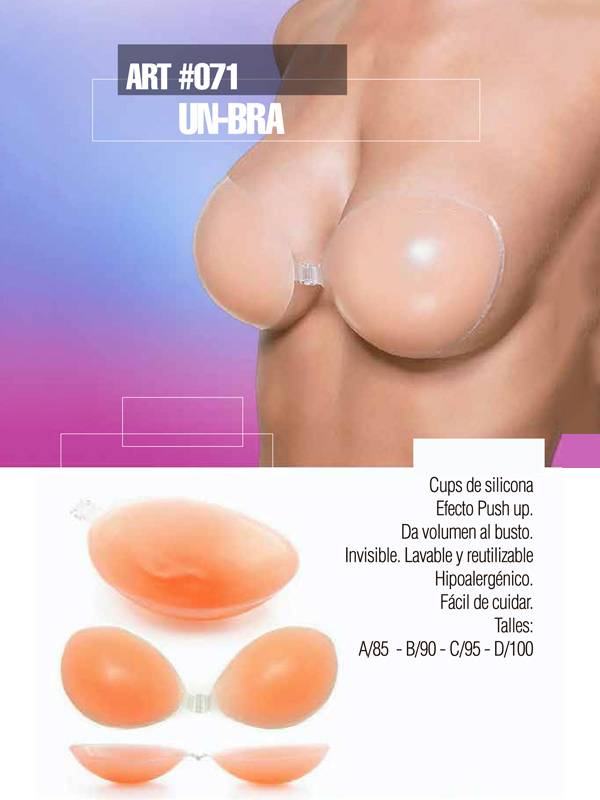 Cups De Silicona Un-Bra Efecto Push Up Invisible Lavable Hipoalergenico.