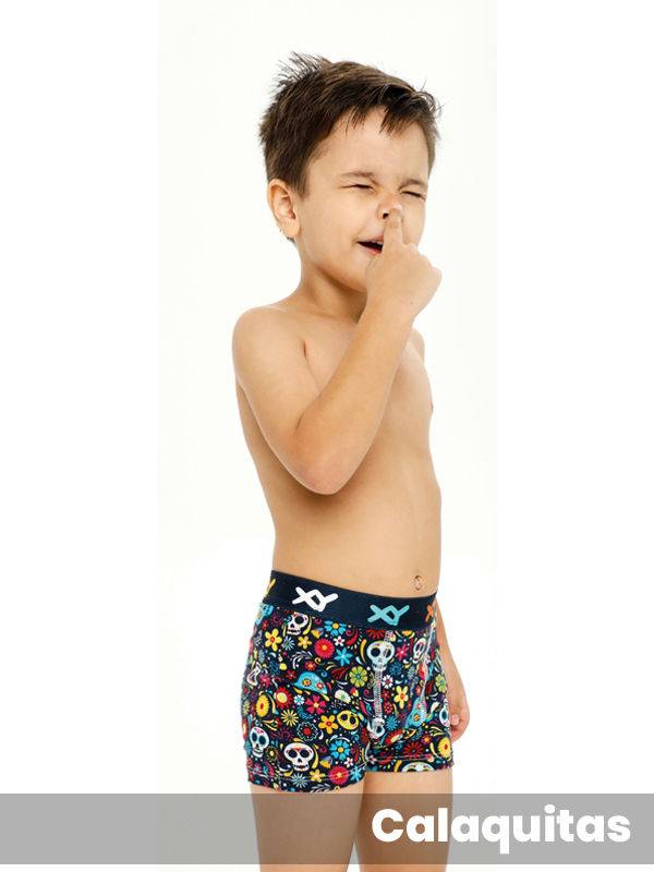 Bóxer Niño Algodón-Lycra Estampado Calaquitas