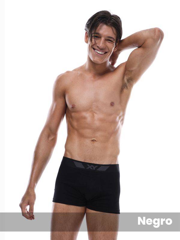 Boxer algodón-lycra liso con bolsillo central