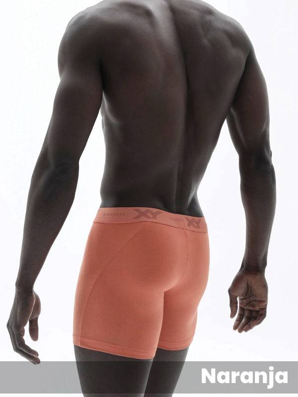 Boxer algodón-lycra liso anatómico pinza central pierna larga