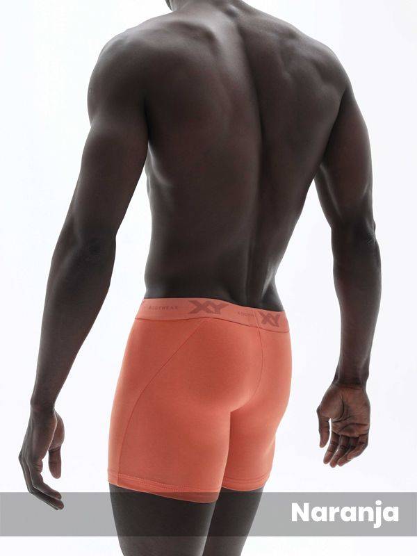 Boxer algodón-lycra liso anatómico pinza central pierna larga