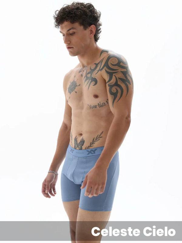 Boxer algodón-lycra liso anatómico pinza central pierna larga