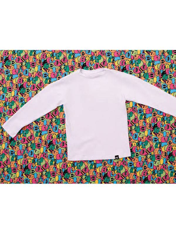 Camiseta basica manga larga cuello redondo, de algodon con lycra liso. Corte ana