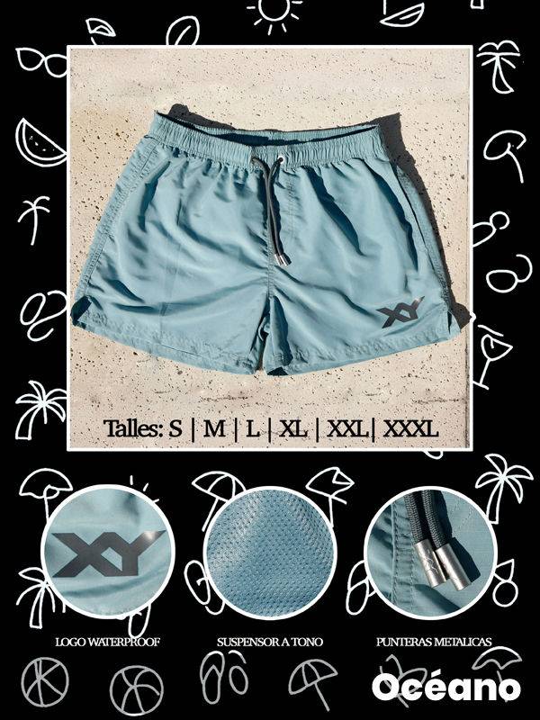 Traje de baño Liso micropeach con bolsillos y suspensor