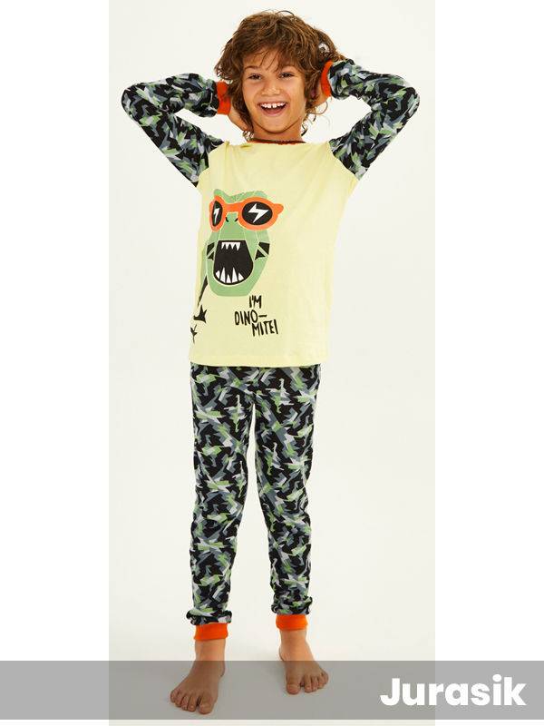 Pijama De Dos Piezas. Camiseta Con Mangas De Jersey Estampado Y Pechera Estampada. Pantalon De Jerse