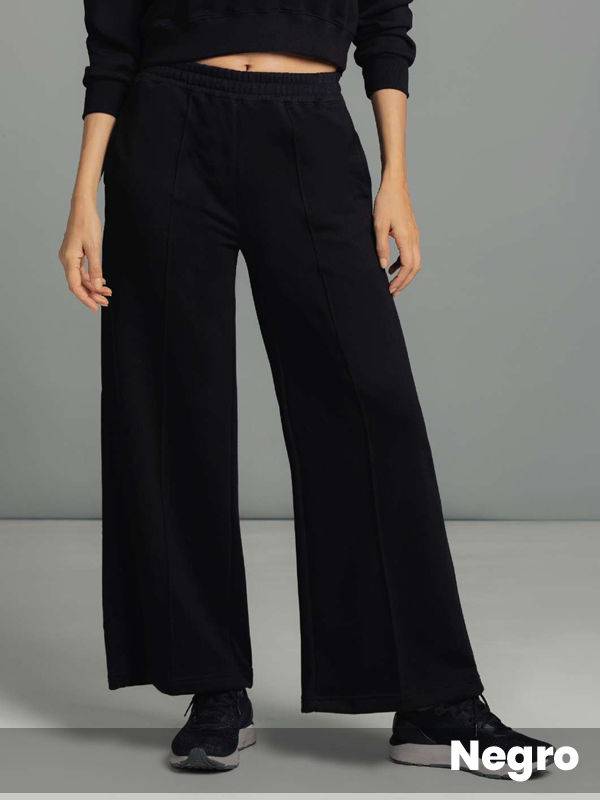 Pantalón ancho con alforza algodón rústico