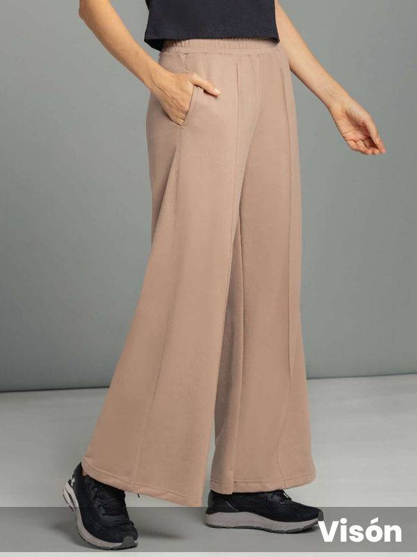 Pantalón ancho con alforza algodón rústico