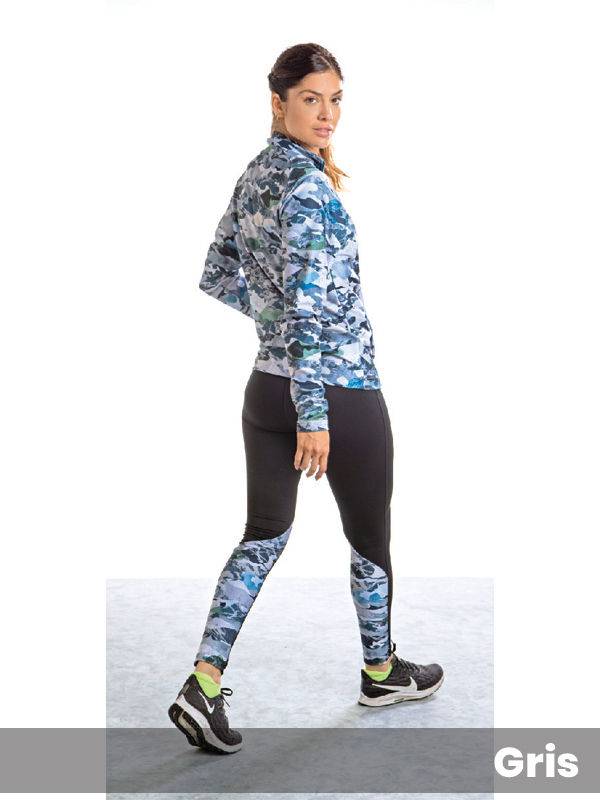 Leggins Microfibra Lisa con Detalle Microfibra Estampada