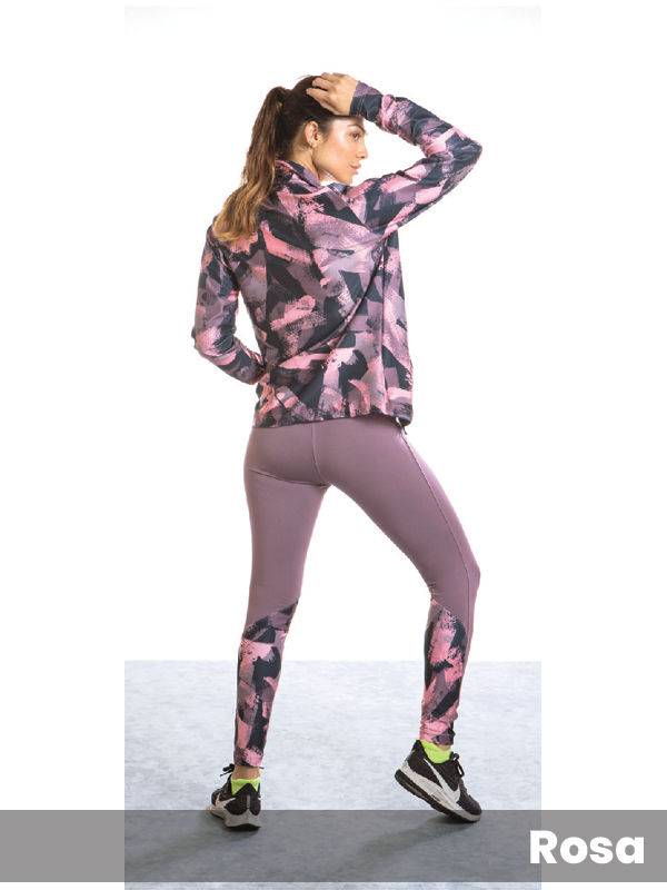 Leggins Microfibra Lisa Con Detalle Microfibra Estampada