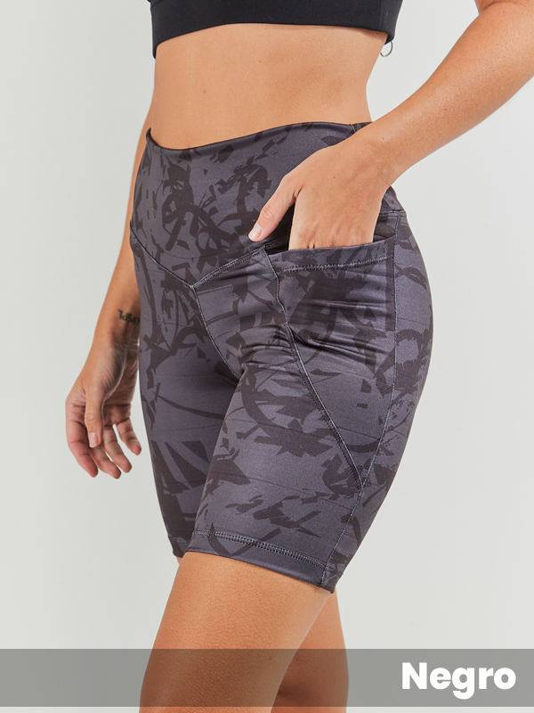 Biker Microfibra Estampada y Bolsillo