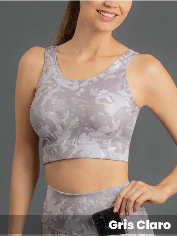 Top microfibra estampada