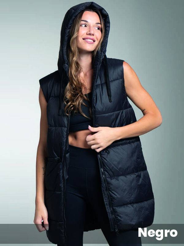 Chaleco Largo Con Capucha, Doble Carrete