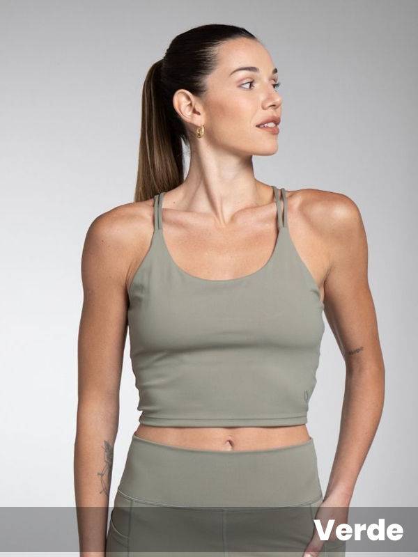 Top largo con tiras Power Compression