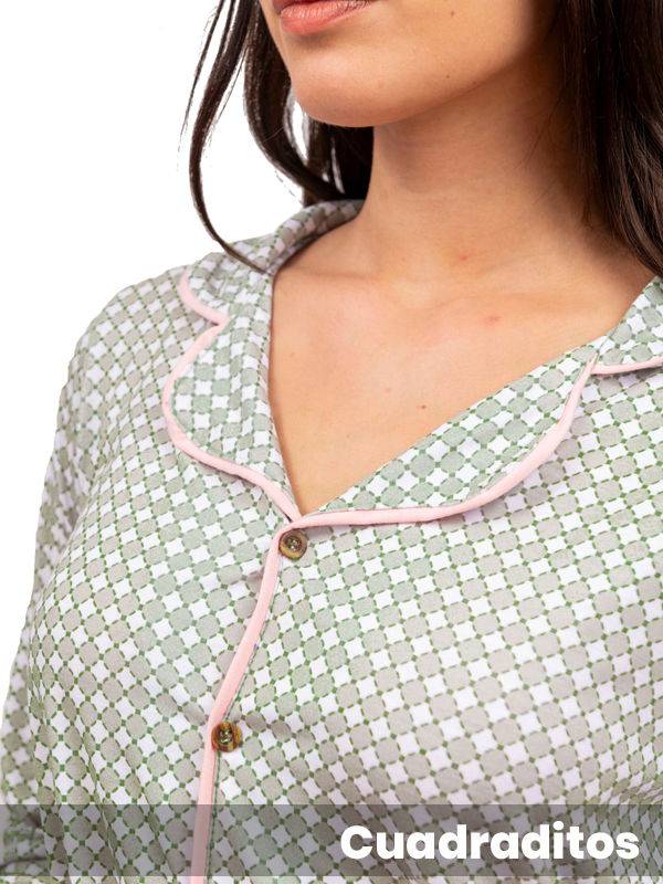 Pijama SICILIA casaca abotonada y pantalon modal