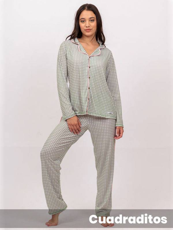 Pijama Sicilia Casaca Abotonada Y Pantalon Modal